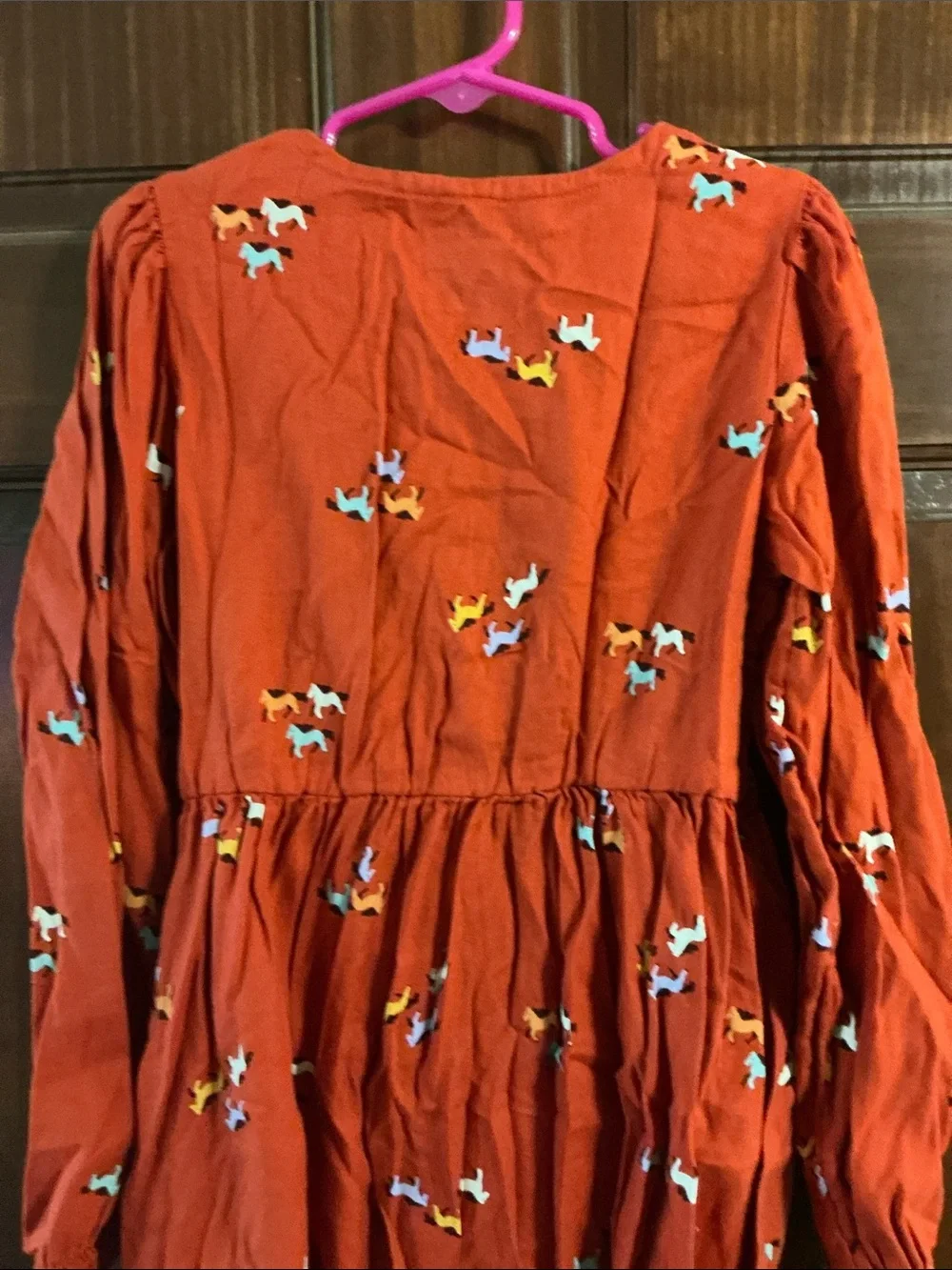 Cat & Jack Rust Red Long-Sleeve Embroidered Dress